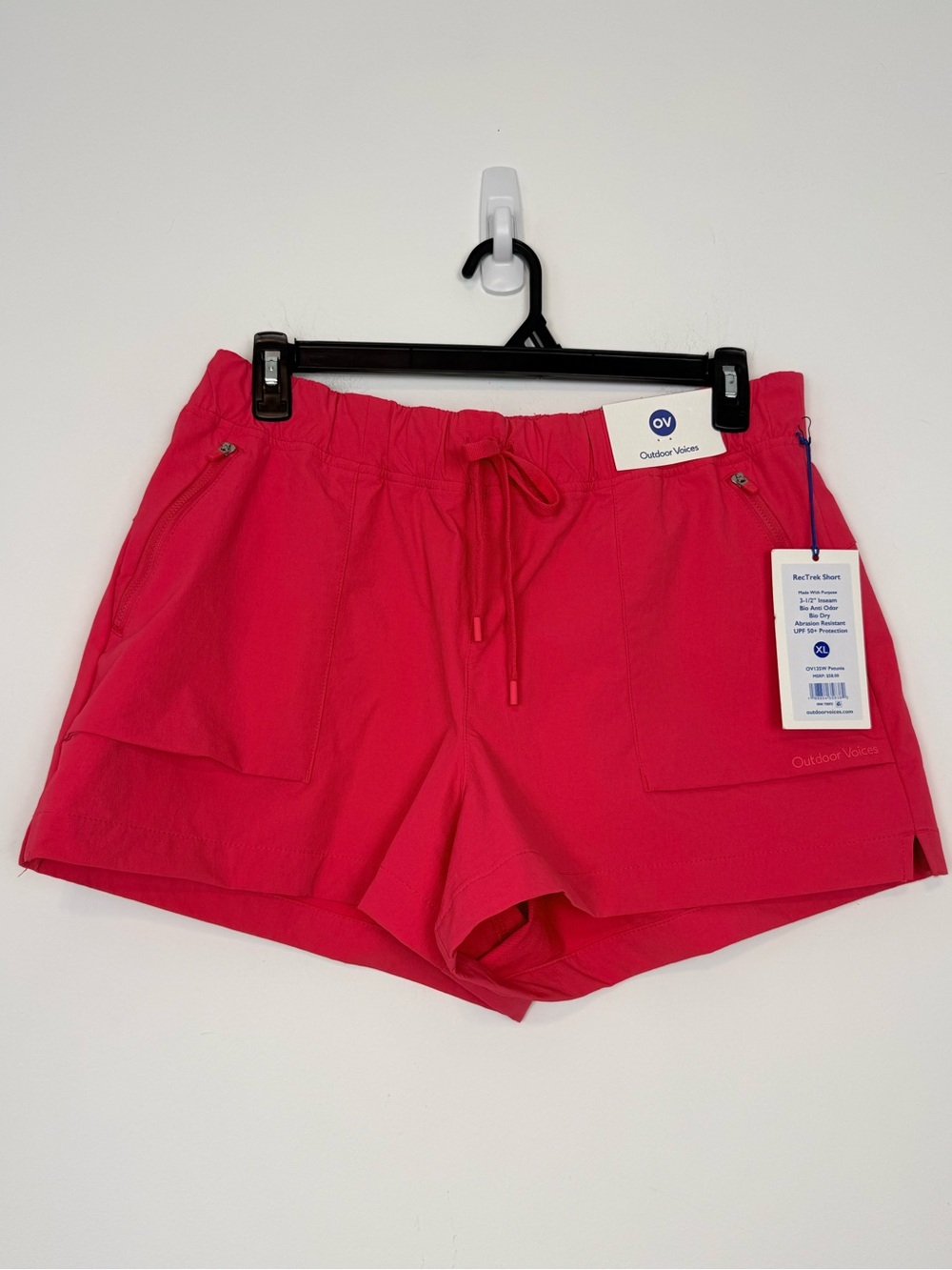 Outdoor Voices Women’s RecTrek Shorts in Petunia Pink. Size XL. NWT. UPF 50+